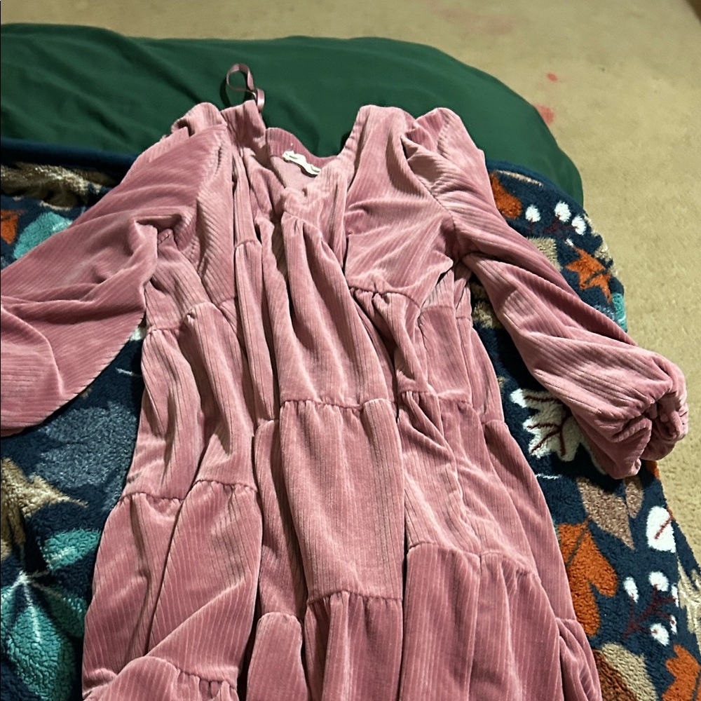 Elegant Pink Long Sleeve Dress